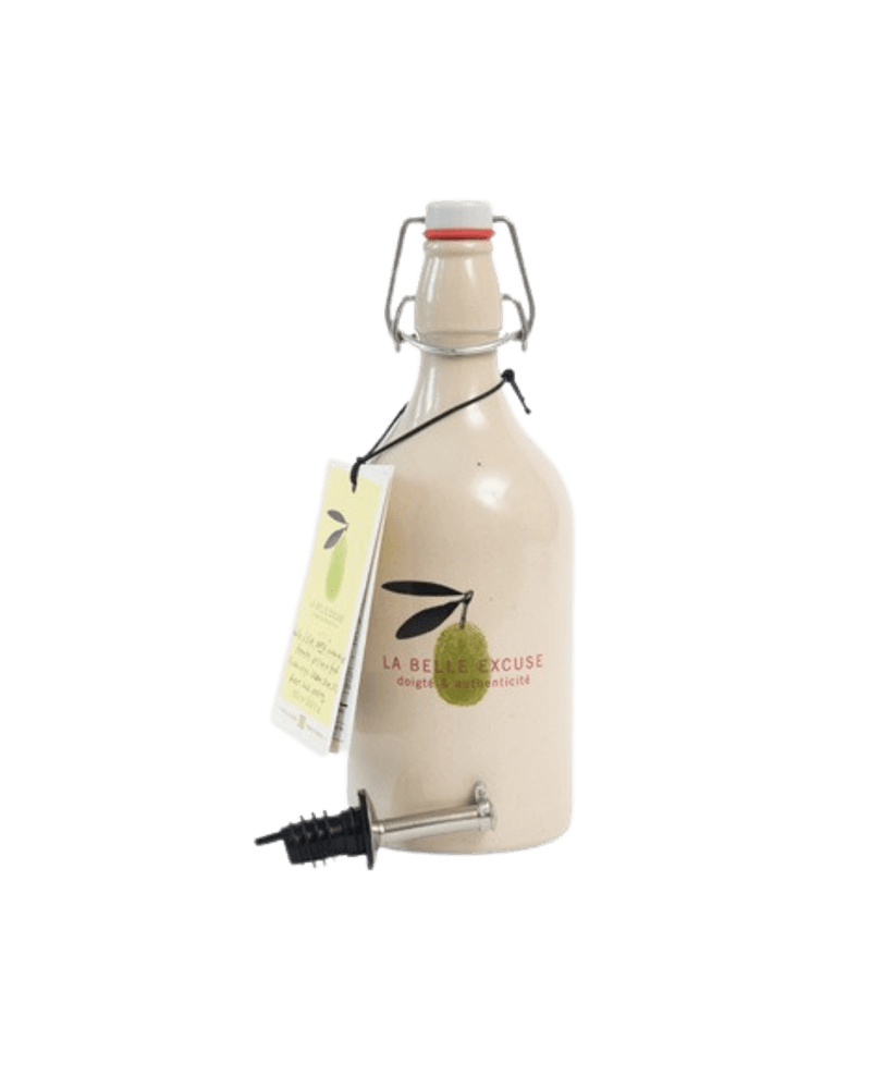Green olive oil in ceramic